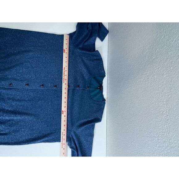 Talbots Women Plus 2X Button Front Cardigan Sweater Blue Silver Shimmer Sparkle - Picture 8 of 11